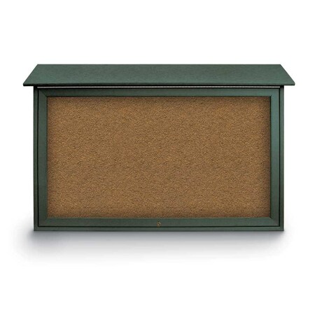 United Visual Products Indoor Enclosed Combo Board, 42"x32", Satin Frame/White Porc & Keylime UVCB4232-WHTPORC-KEYLIME